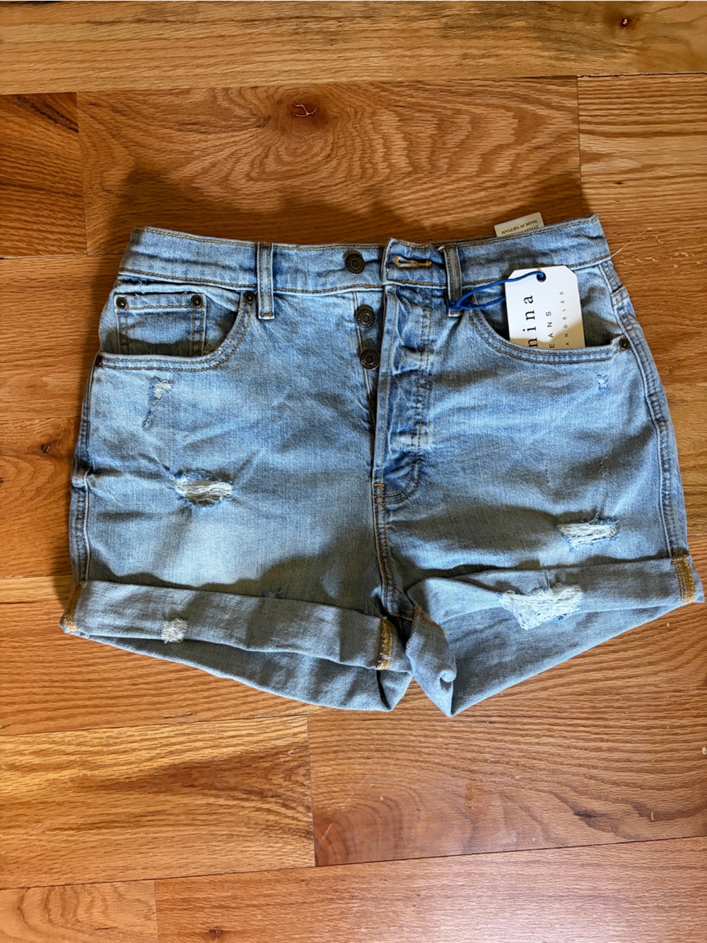 Light Wash Distressed Denim shorts